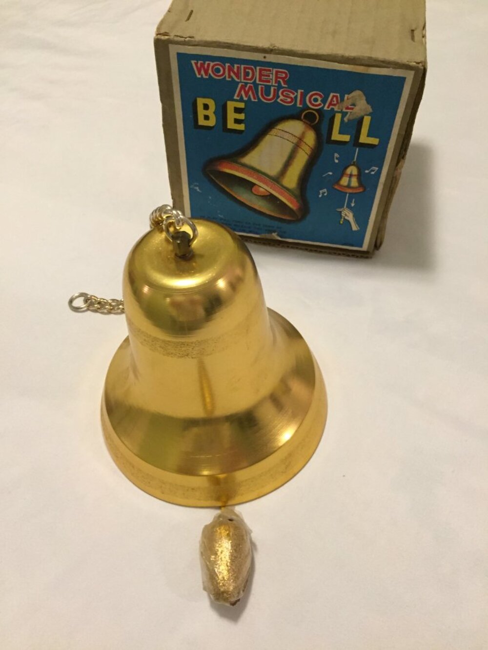 Vtg 60s Wonder Musical Bell w/Box Japan Christmas Decor Pull String Jingle Bells